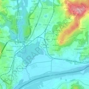 Carte topographique A Estación, altitude, relief