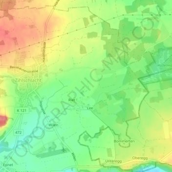 Carte topographique Aache, altitude, relief