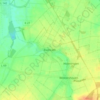 Carte topographique Ramrath, altitude, relief