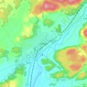 Carte topographique Veddige, altitude, relief
