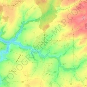 Carte topographique Chaudron-en-Mauges, altitude, relief