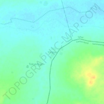 Carte topographique Yirgou, altitude, relief
