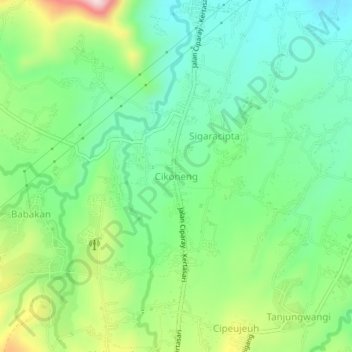 Carte topographique Cikoneng, altitude, relief
