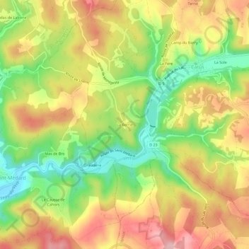 Carte topographique La Berrie, altitude, relief