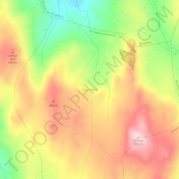 Carte topographique Macieira, altitude, relief