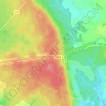 Carte topographique Les Terres de la Route, altitude, relief