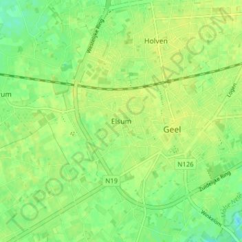 Carte topographique Elsum, altitude, relief