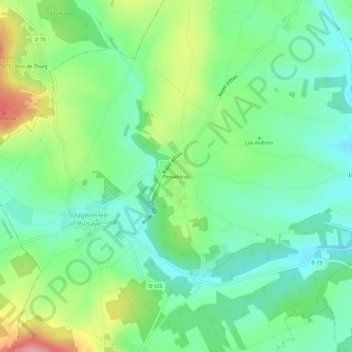 Carte topographique Pesselières, altitude, relief
