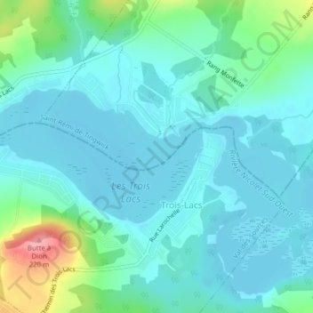 Carte topographique Les Trois Lacs, altitude, relief