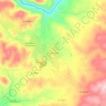 Carte topographique Campo Alegre, altitude, relief