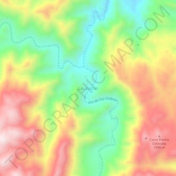Carte topographique Las Juntas, altitude, relief