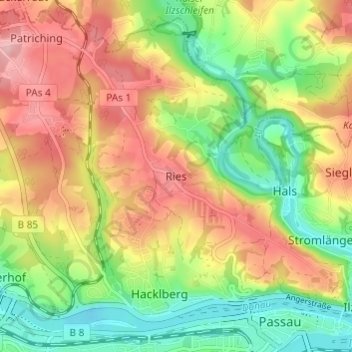 Carte topographique Ries, altitude, relief
