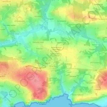 Carte topographique Keramprovost, altitude, relief