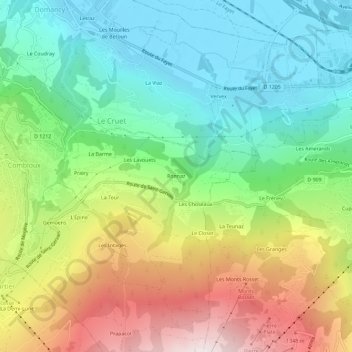 Carte topographique Ronnaz, altitude, relief