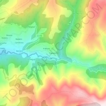 Carte topographique Trascastro, altitude, relief
