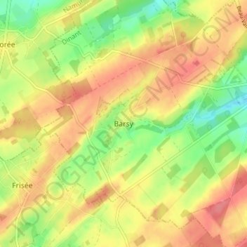 Carte topographique Barsy, altitude, relief