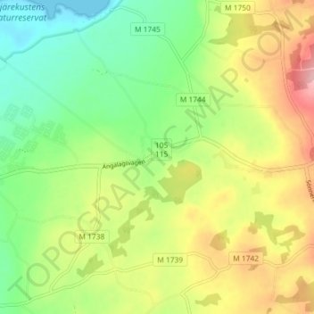 Carte topographique Ängalag, altitude, relief