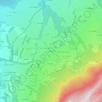 Carte topographique Le Nandrion, altitude, relief