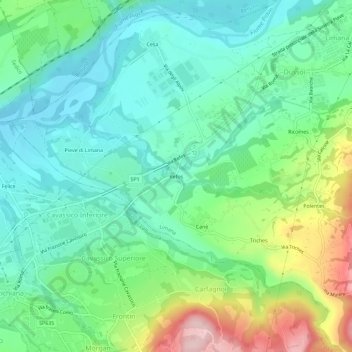 Carte topographique Refos, altitude, relief