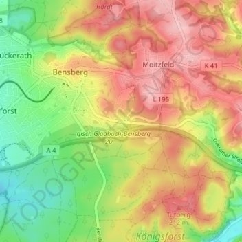 Carte topographique Bockenberg, altitude, relief