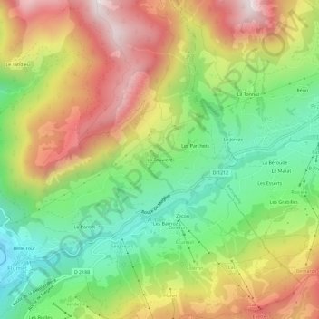 Carte topographique La Touvière, altitude, relief