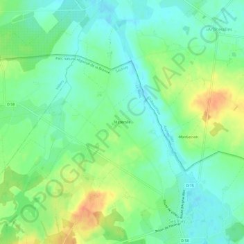 Carte topographique Mazerolle, altitude, relief