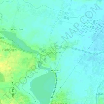 Carte topographique Manimangalam, altitude, relief