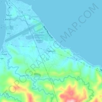 Carte topographique Namao, altitude, relief