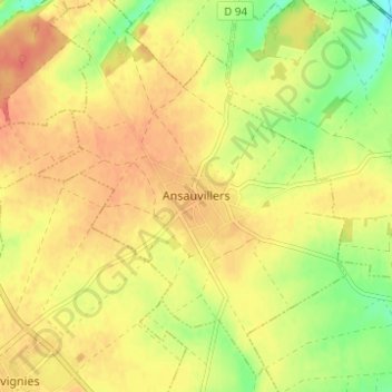 Carte topographique Ansauvillers, altitude, relief