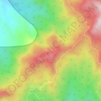 Carte topographique Nanggala, altitude, relief