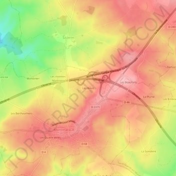Carte topographique Les Bouis, altitude, relief