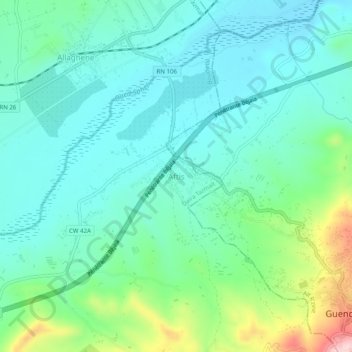 Carte topographique Aftis, altitude, relief