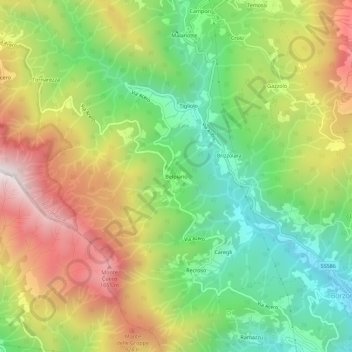 Carte topographique Belpiano, altitude, relief