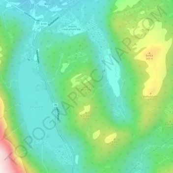 Carte topographique Midtfjellet, altitude, relief