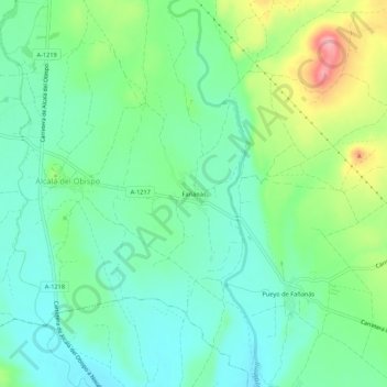 Carte topographique Fañanás, altitude, relief