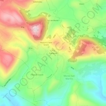 Carte topographique Campone, altitude, relief