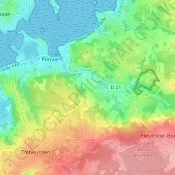 Carte topographique Saint-Uzec, altitude, relief