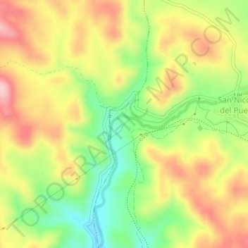 Carte topographique Cascadas del Hueznar, altitude, relief