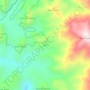 Carte topographique O'o, altitude, relief
