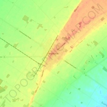 Carte topographique Blenheim, altitude, relief