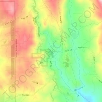 Carte topographique North Fork, altitude, relief