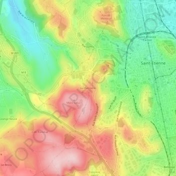 Carte topographique La Purinière, altitude, relief