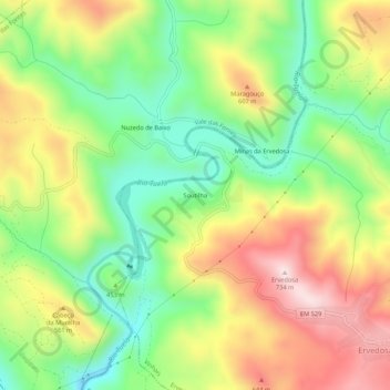 Carte topographique Soutilha, altitude, relief