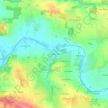 Carte topographique La Guesdonnière, altitude, relief