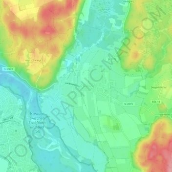 Carte topographique Ascholding, altitude, relief