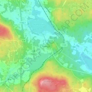 Carte topographique Ovansjö, altitude, relief