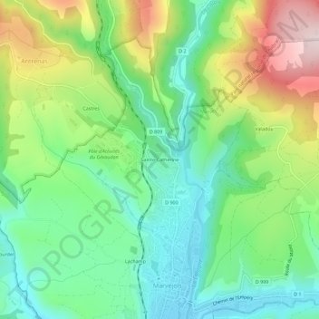 Carte topographique Sainte-Catherine, altitude, relief