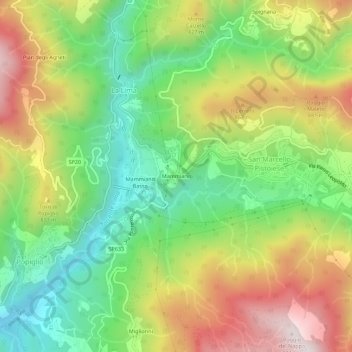 Carte topographique Mammiano, altitude, relief