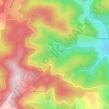 Carte topographique Langenève, altitude, relief