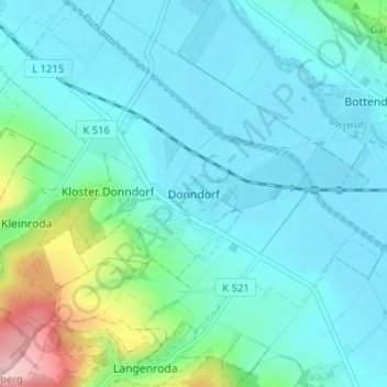 Carte topographique Donndorf, altitude, relief